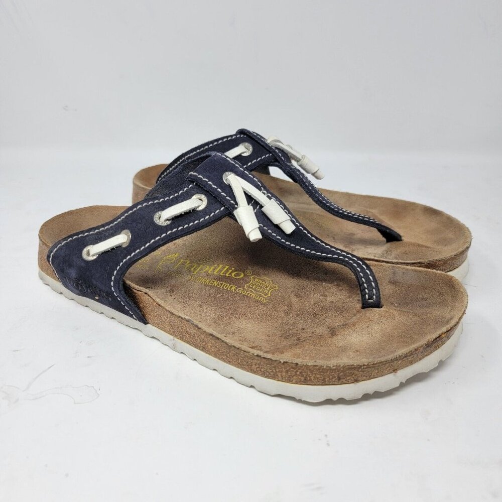 Birkenstock Navy and White Sandals